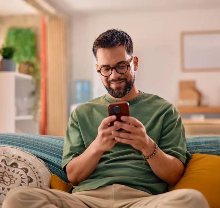 Employee reviewing their care plan on a phone