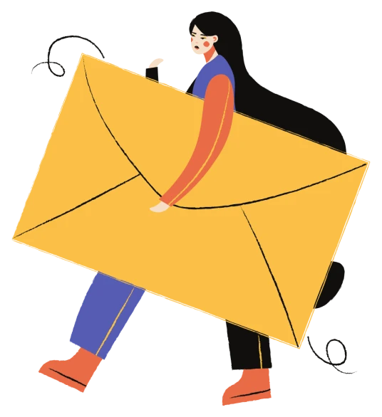 Illustration of a woman carrying a large envelope